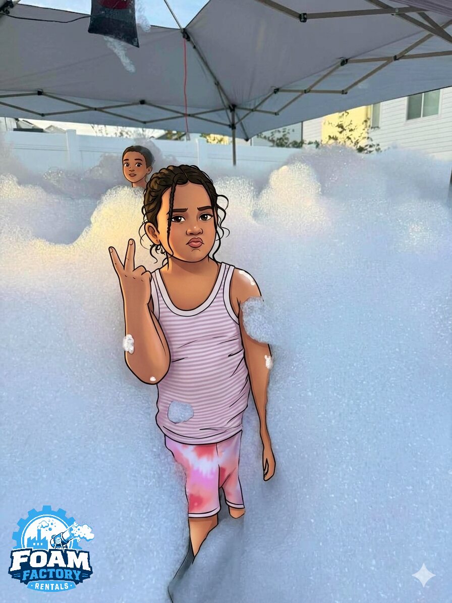 Baby playing in the foam
